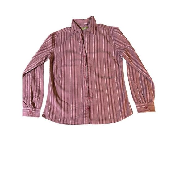 Pulp long sleeve raspberry ribbon stripe with darts Shirt M - Picture 3 of 8